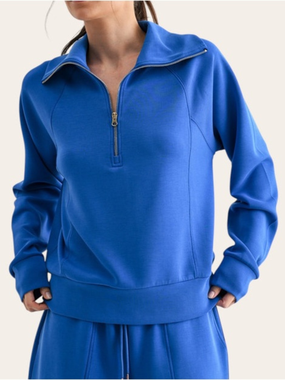 SPANX Royal Blue Quarter-Zip Sweatshirt - size small